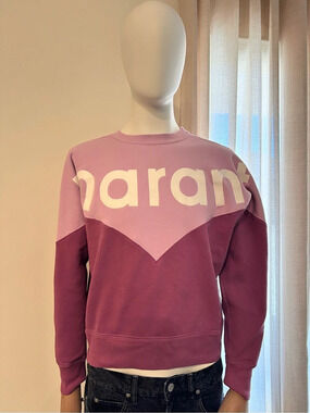Isabel Marant Étoile Houston Sweatshirt Color Block Sweatshirt in Pink & Purple